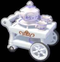 Teapot cooking station cart from the Hello Kitty Island Adventure Tea Garden DLC